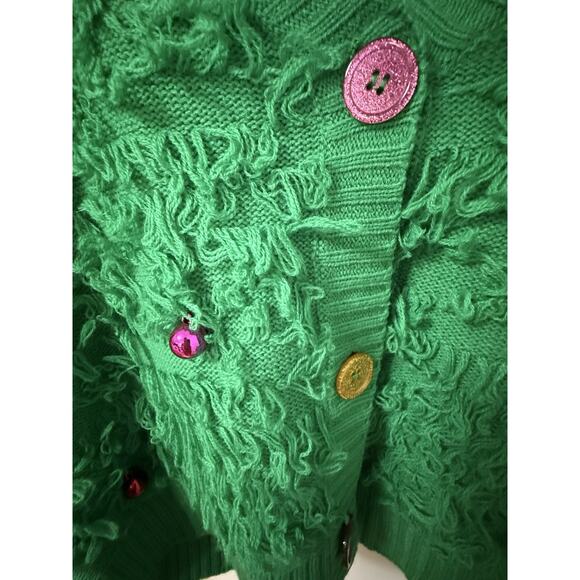 33 DEGREES Women’s Green Loop Cardigan Sweater Colorful Buttons Christmas XL - Picture 2 of 6